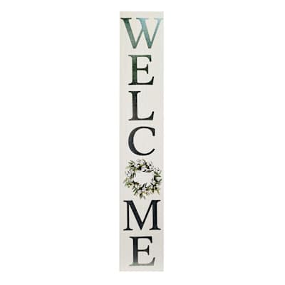 Welcome Wood Outdoor Porch Leaner Sign, 47.25