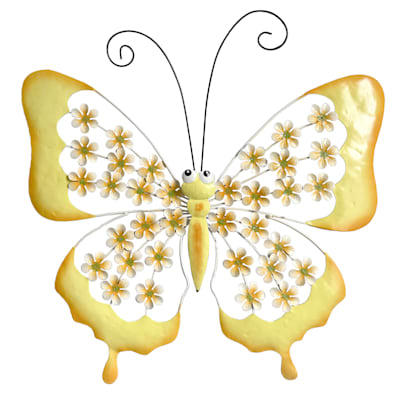 Yellow Metal Butterfly Outdoor Wall Decor, 17.7