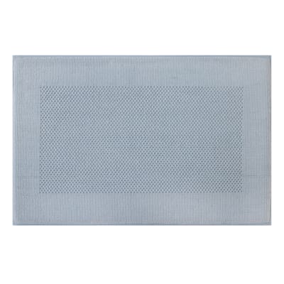 Providence Light Blue Waffle Border Memory Foam Bath Rug, 20x30
