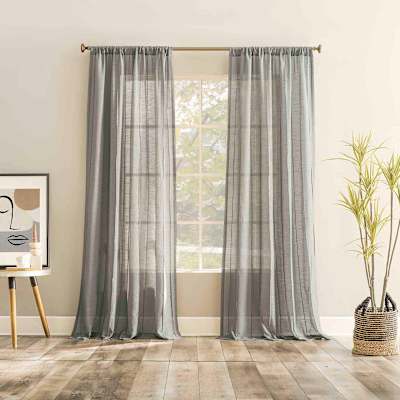 Ayanna Grey Sheer Rod Pocket Single Curtain Panel, 84