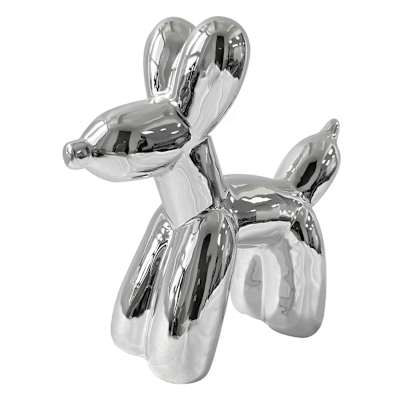 Silver Ceramic Dog, 6.5