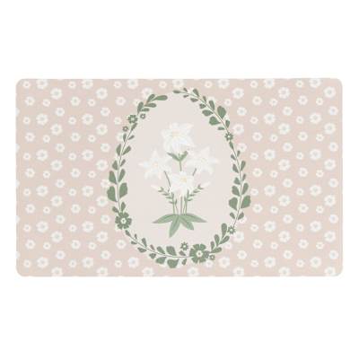 Honeybloom Neutral Floral Egg Easter Kitchen Mat, 18x30