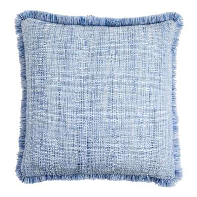 Honeybloom Light Blue Solid Woven with Fringe Outdoor Throw Pillow, 18