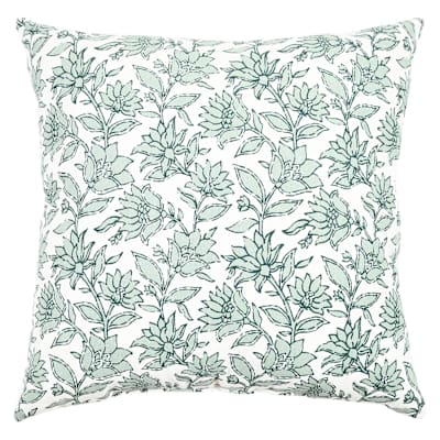 Honeybloom Green Floral Print Throw Pillow, 18
