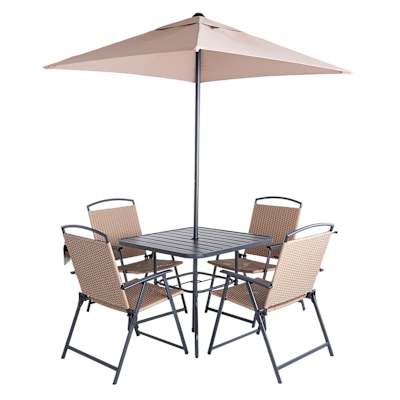 Fairport 6-Piece Brown Wicker & Bronze Metal Patio Dining Set