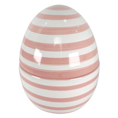 Homespun Easter Pink & White Striped Ceramic Egg Jar, 7