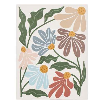 Boho Floral Canvas Wall Art, 12x16