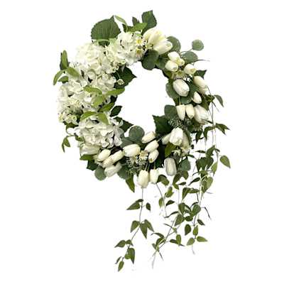 White Hydrangea & Jasmine Mix Wreath, 24