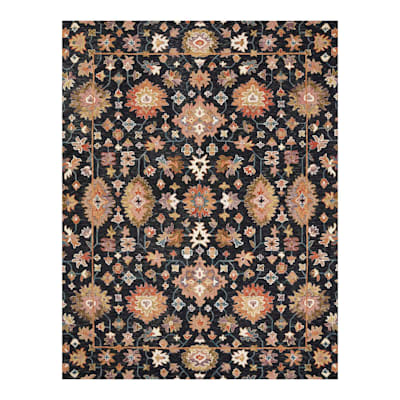 D582) Honeybloom Black Striped Woven Area Rug, 8x10