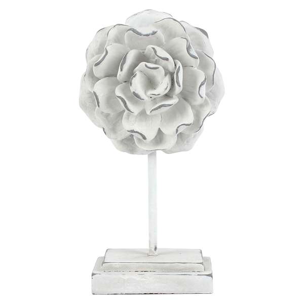 Distressed White Flower Decor, 8"