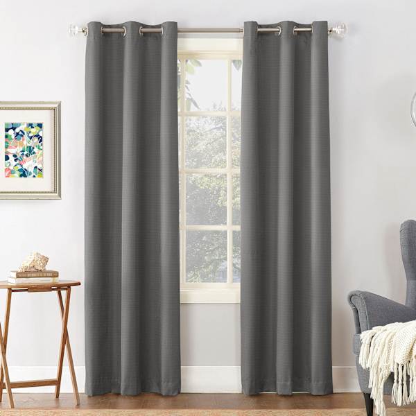 Dark Grey Thermal Room Darkening Grommet Curtain Panel, 63"