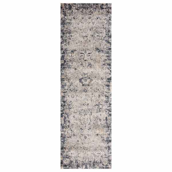 (D492) Honeybloom Muneer Blue & Beige Runner, 2x7