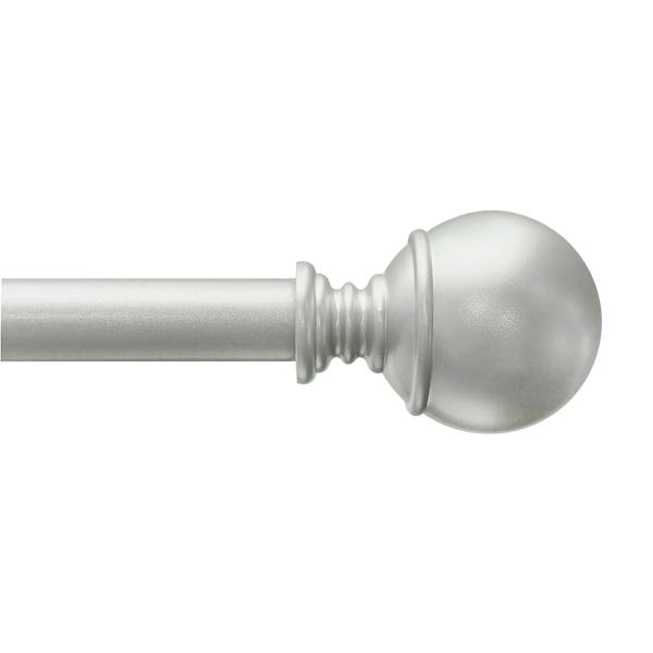 Alex 1/2" Nickel Finish Ball Adjustable Curtain Rod, 18-36"