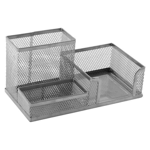3-Section Silver Metal Mesh Organizer
