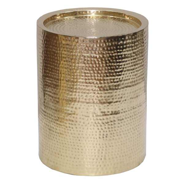 Found & Fable Hammered Gold Metal Drum Accent Table, Small