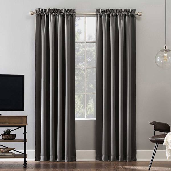 Sun Zero Oslo Grey Blackout Grommet Curtain Panel, 63"