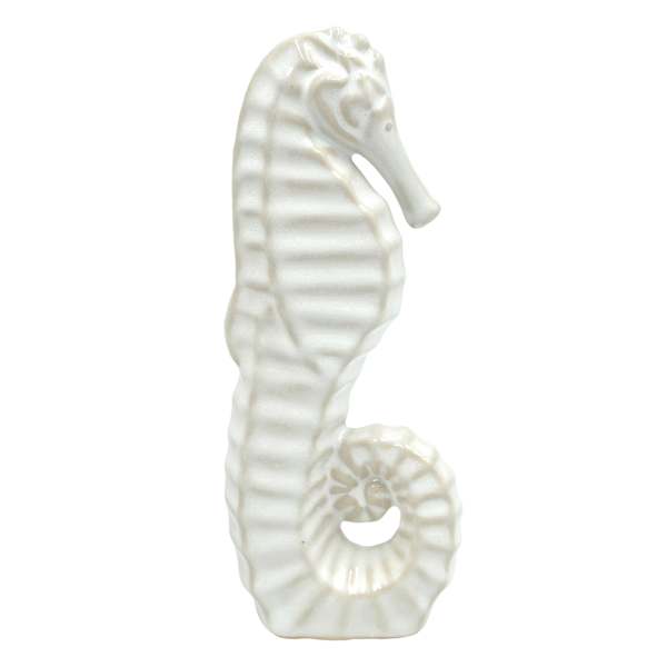 White Ceramic Seahorse, 7"