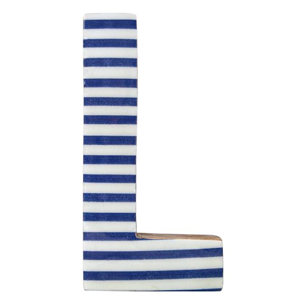 Tiny Dreamers 6" Blue Striped Wood Letter, L
