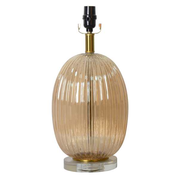 Grace Mitchell 17.5IN RIBBED AMBER GLASS LAMP