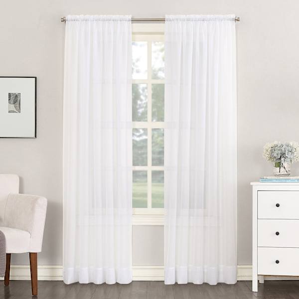 Emily White Voile Sheer Curtain Panel, 95"