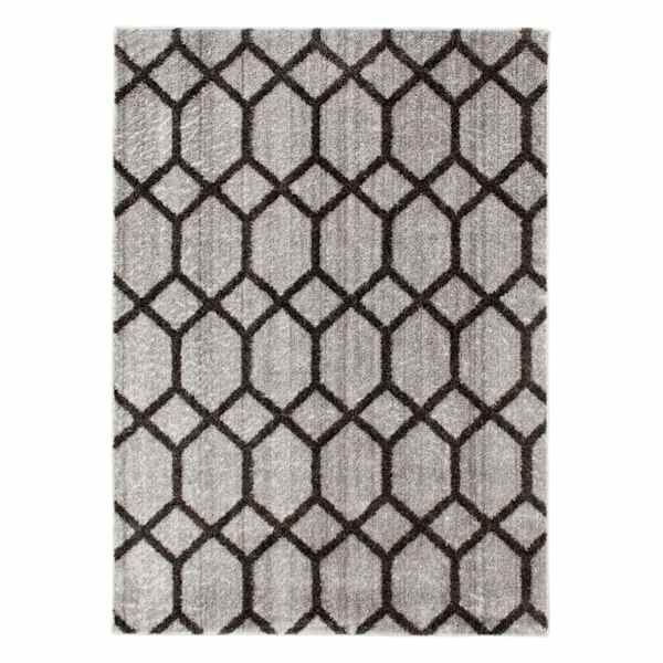 (D439) Zion Black & Grey Tufted Accent Rug with Non-Slip Back, 3x5