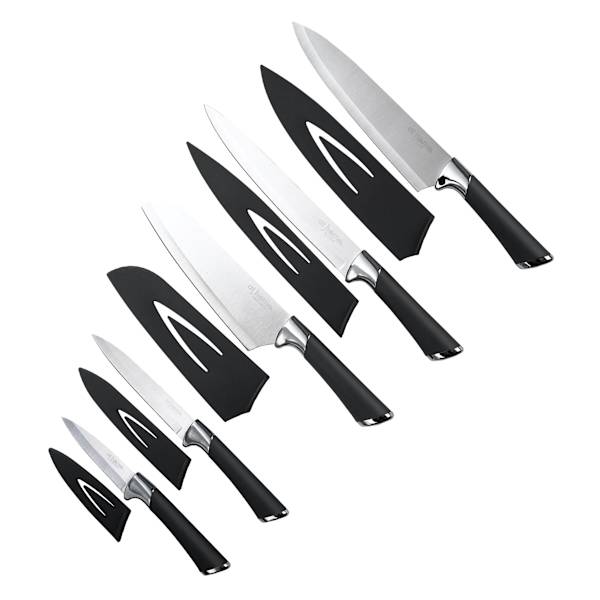 10-Piece Black Handle Knife & Sheath Set