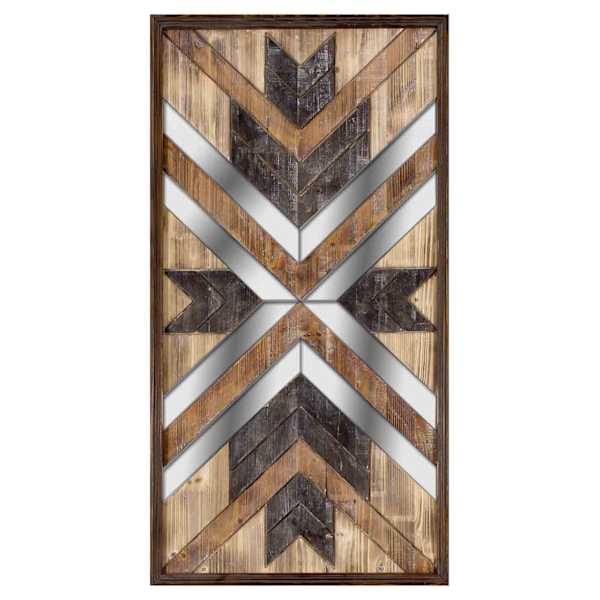 Framed Wooden Pieces with Accent Wall Mirror, 23x43