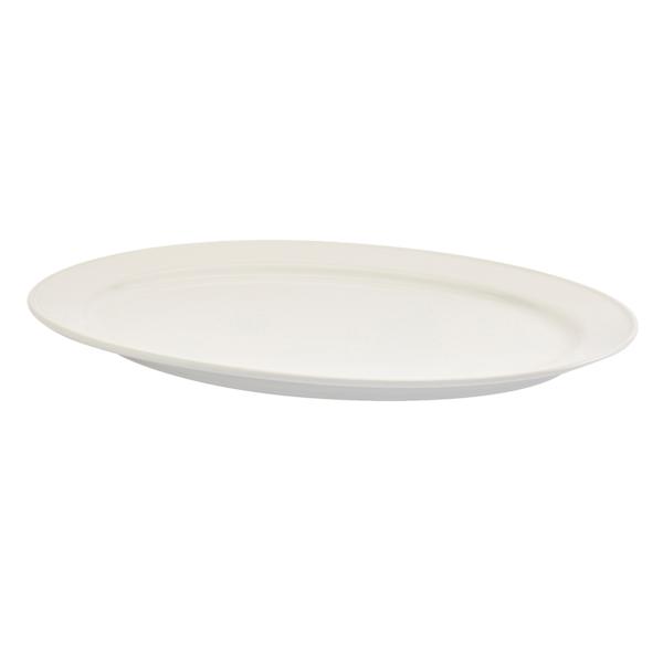 Bistro Rim White Ceramic Oval Platter, 16.5"