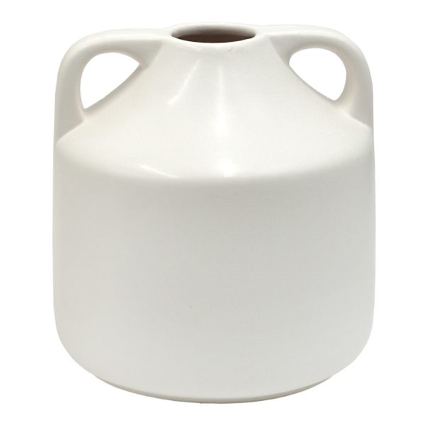 Tracey Boyd White Ceramic Vase with Handles, 5"