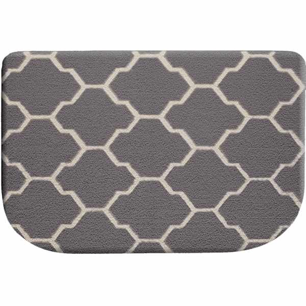 Grey & Ivory Quatrefoil Slice Kitchen Mat, 20x30
