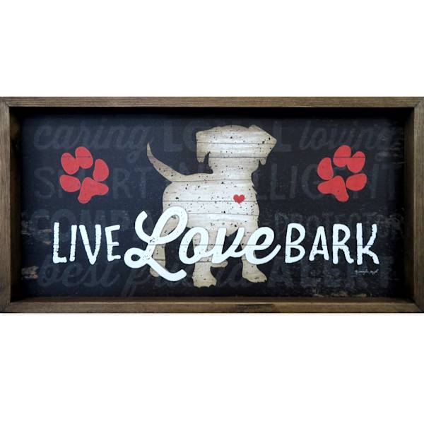 Framed Live, Love, Bark Canvas Wall Art, 20x10