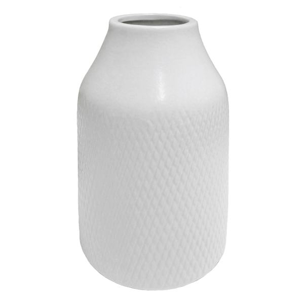 White Ceramic Vase, 7"