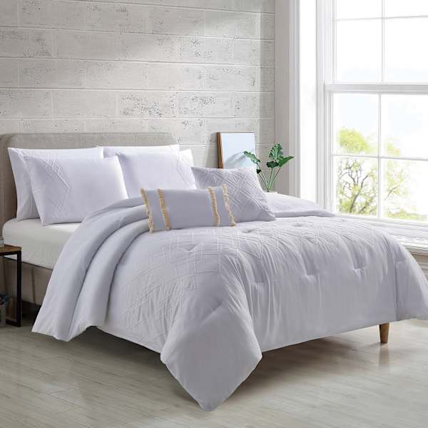 7-Piece Dabi White Comforter Set, King