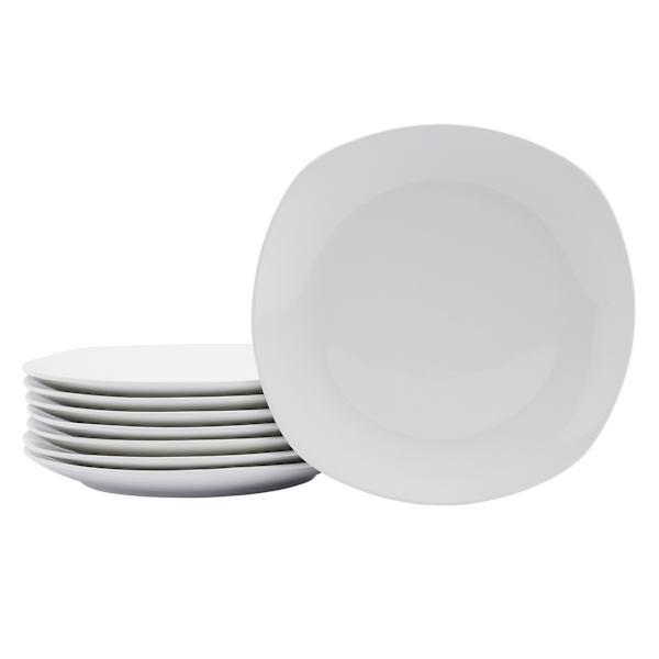 at Home Ceramic Square 10.5 White Dinner Plates 8 ct