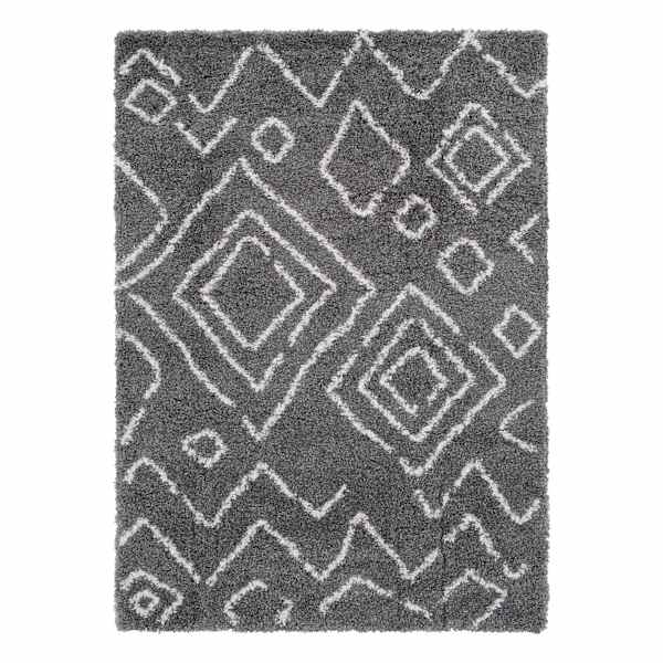 (C167) Dark Grey & Ivory Moroccan Style Shag Area Rug, 8x10
