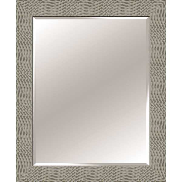 Grey Waves Wooden Framed Rectangle Wall Mirror, 28x34