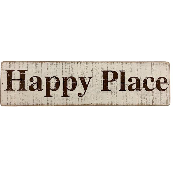 Happy Place Wooden Wall Sign, 15x4