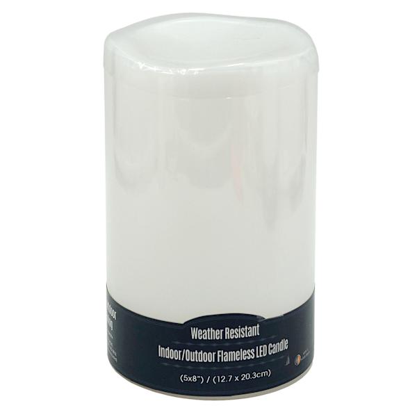 White LED Pillar Candle with 6 Hour Timer, 5x8