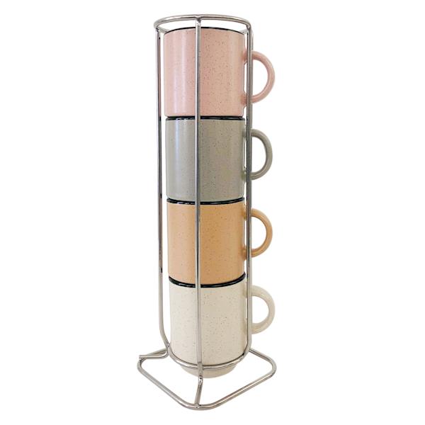 Stacked Assorted Matte Pastel Espresso Mugs, 3oz