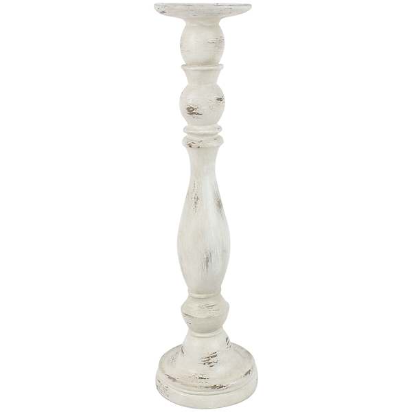 White Pillar Candle Holder, 16.5"
