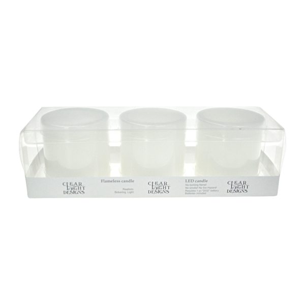 3-Pack White Wax LED Votive Candles, 2x3
