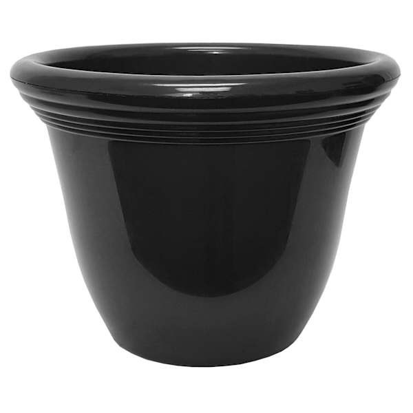 Capri High Gloss Black Outdoor Planter, Large