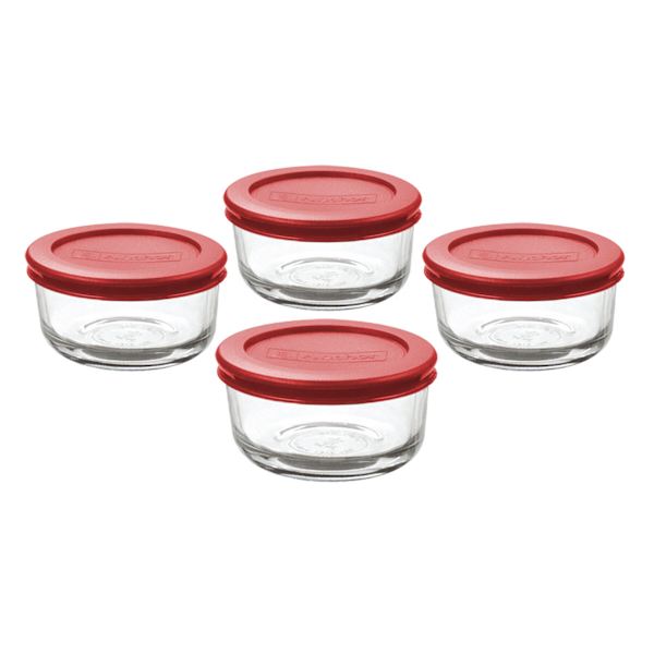 Anchor Hocking 8-Piece Snug Fit 1-Cup Round Food Storage Set