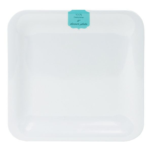 Matte White Soft Square Melamine Dinner Plate