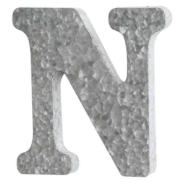 12" Galvanized Metal Monogram Wall Art, N