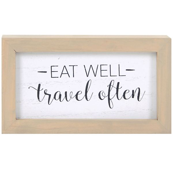 Eat Well Travel Often Framed Table Sign, 7x4