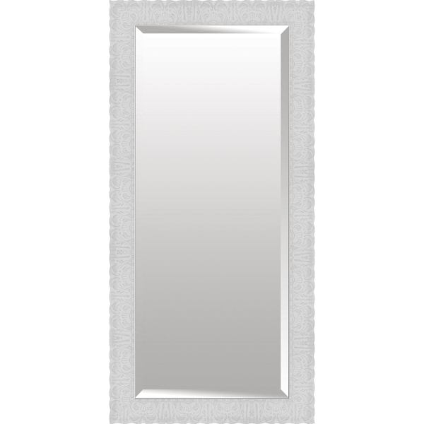 White Scalloped Edges Leaner Mirror, 32x66
