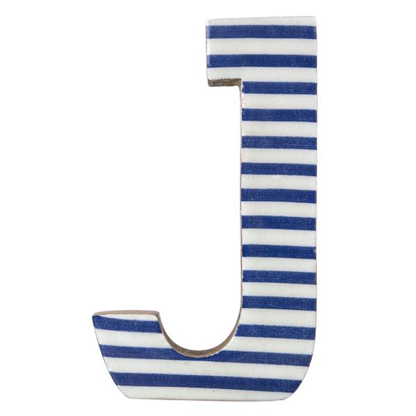 Tiny Dreamers 6" Blue Striped Wood Letter, J