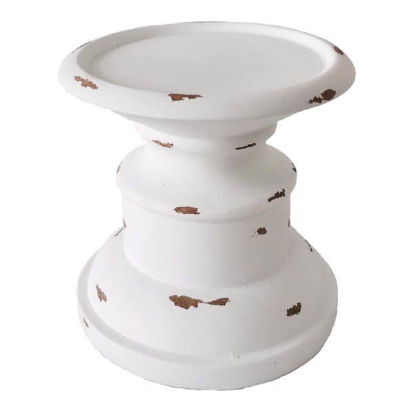 White Pillar Candle Holder, 6"