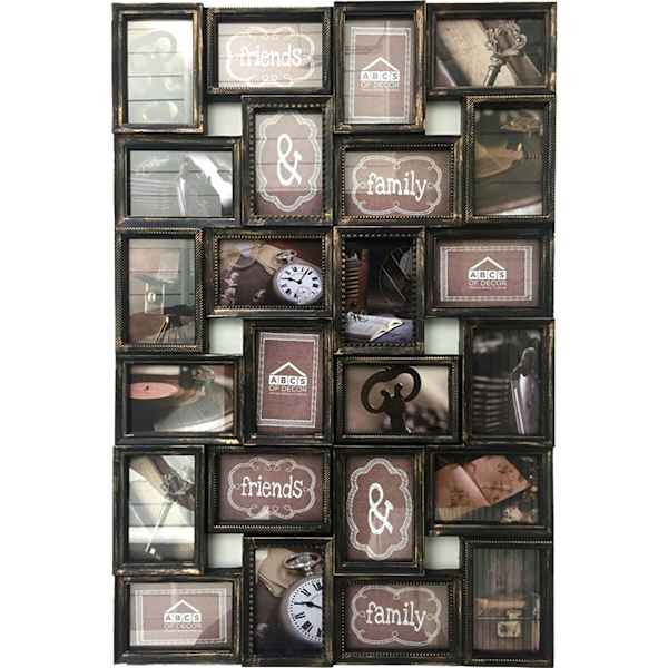 24-Opening Bronze Antique Brushed Collage Picture Frame, 35x23